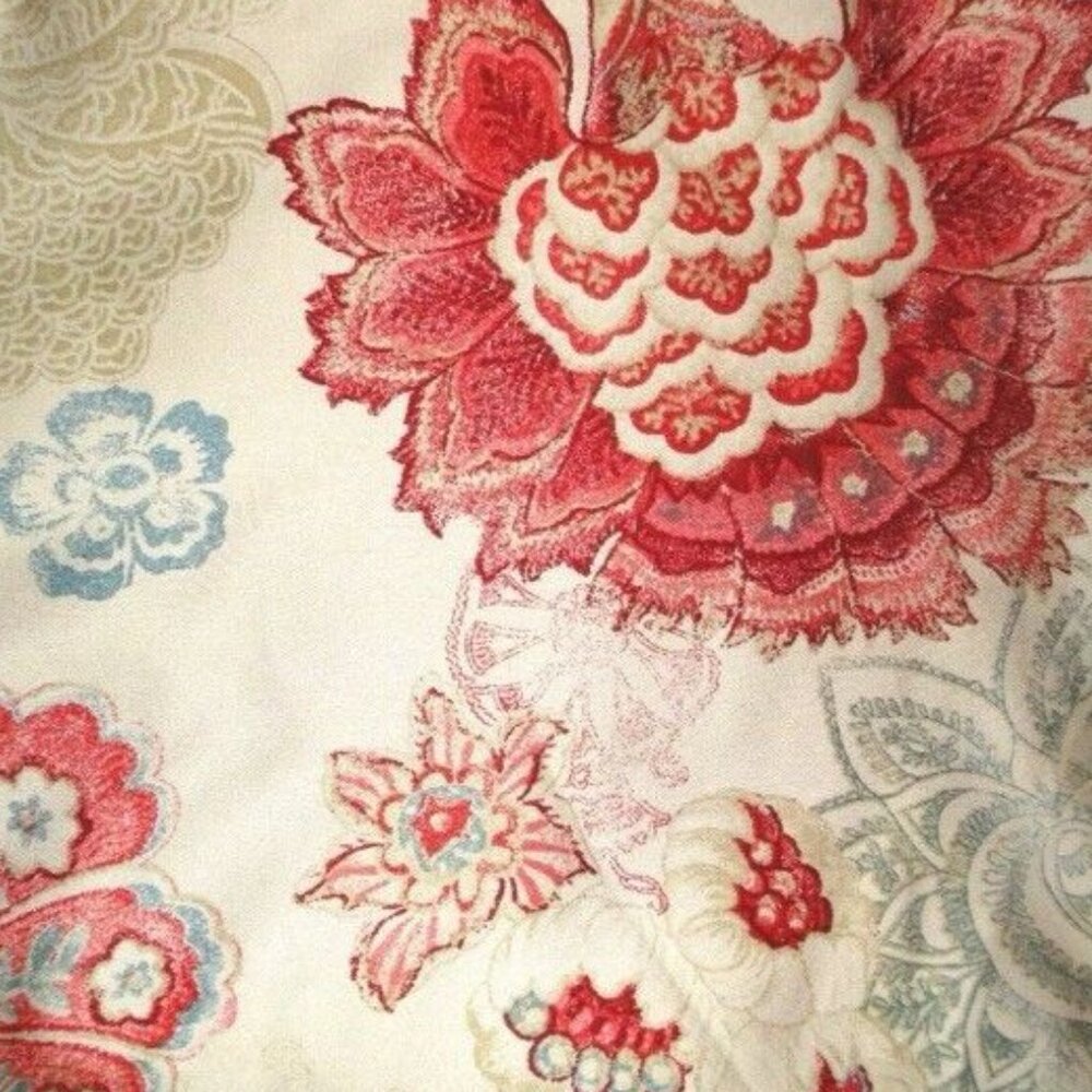 CINDY CRAWFORD FLORA ROUGE FLORAL BARN RED JACOBEAN PANELS (4) - Picture 3 of 5